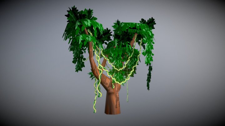 Hand painted Jungle Tree 01 3D Model