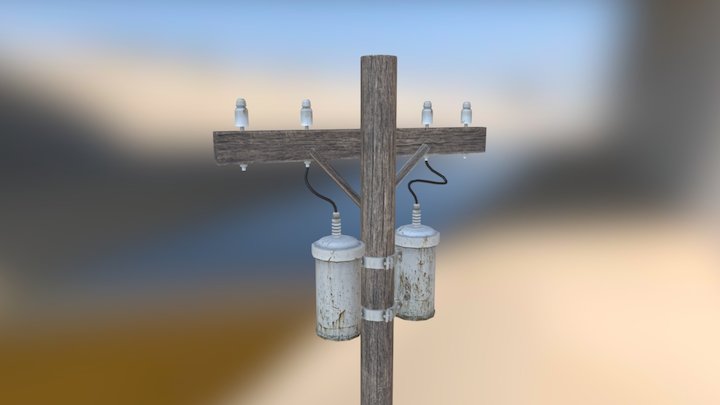 Wood Telegraph Pole 3D Model