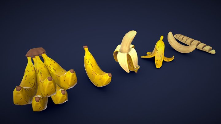 Stylized Banana Ripe - Low Poly 3D Model