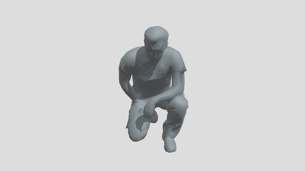 Lowpoly Construction Worker On Knee