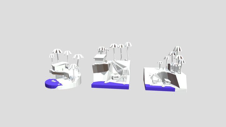 By the ocean - Diorama and house blockouts 3D Model