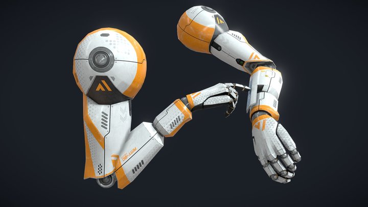 Separate Robot Arms II - for VR (4k/8K/rigged) 3D Model