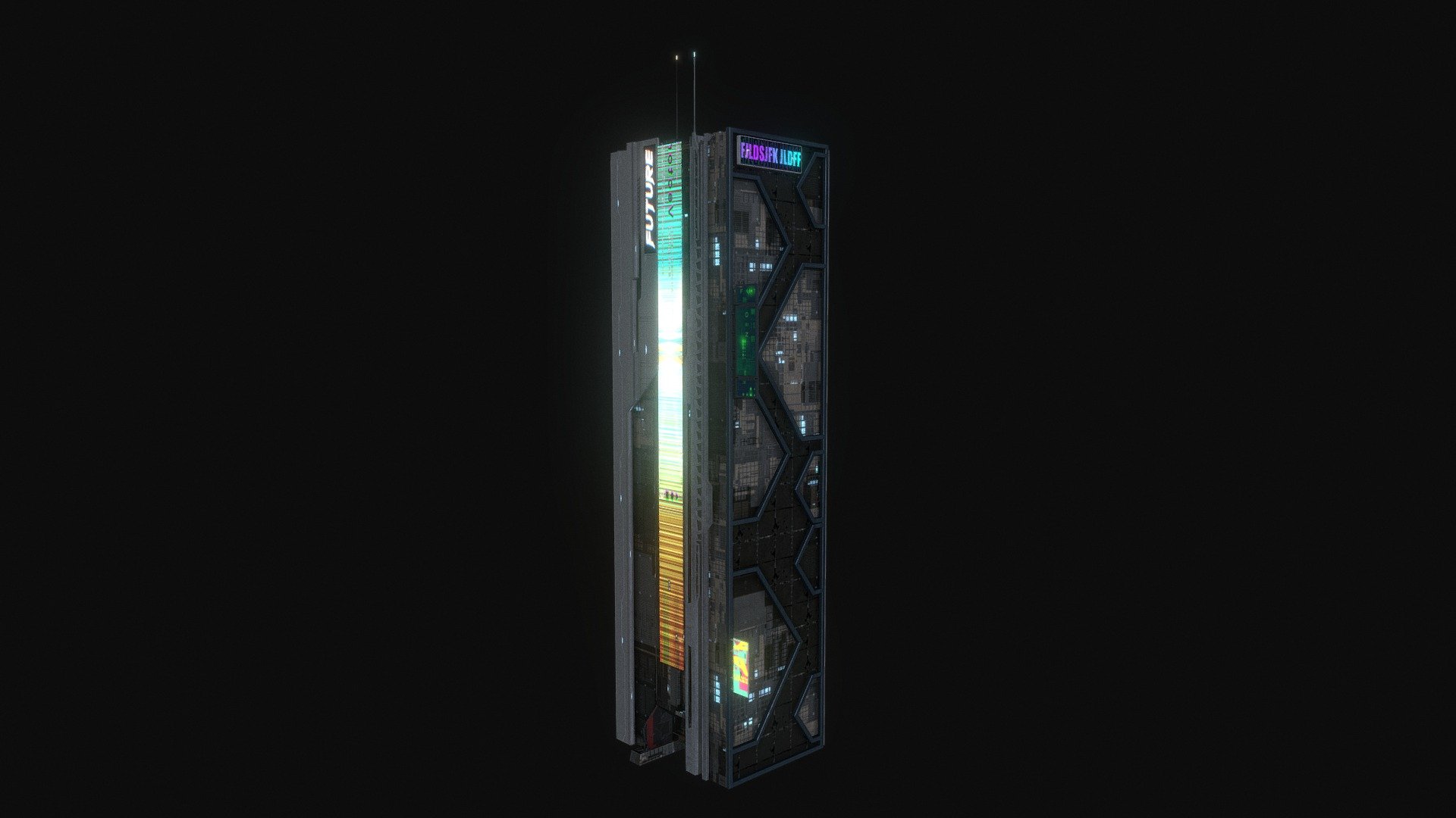 Cyberpunk Futuristic building Kitbash Bundle_002 - 3D model by Zippy ...