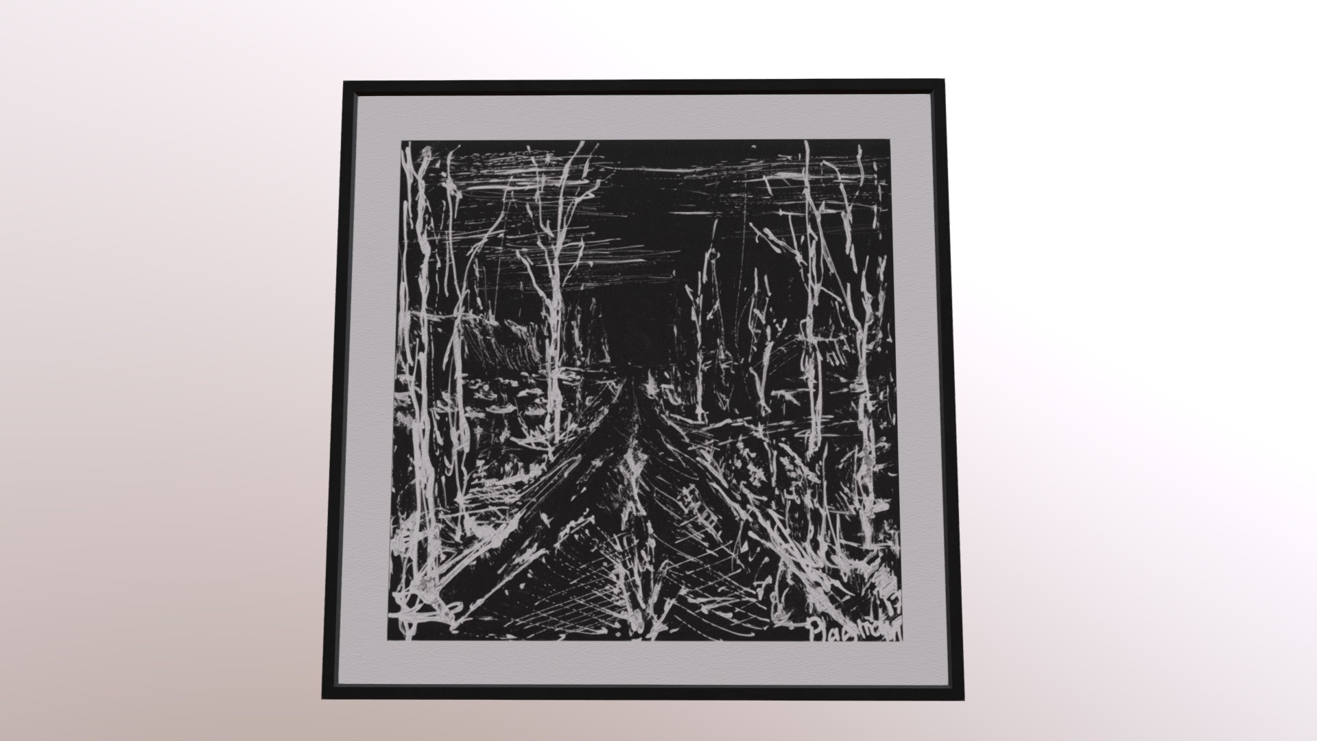 3D model Picture Frame – Untitled #path - This is a 3D model of the Picture Frame - Untitled #path. The 3D model is about a black and white photo of a tree.