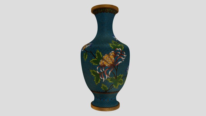 Chinese Cloisonne Glass Enamel Vase #1 3D Model