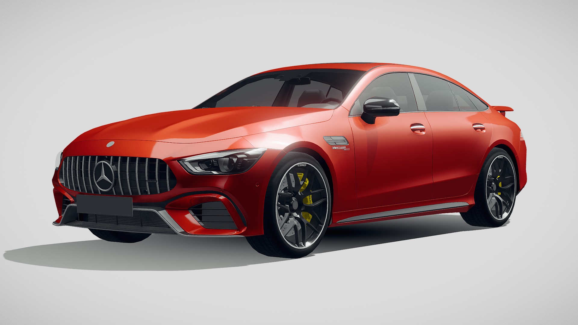 3D model LowPoly Mercedes AMG GT63 2019 - This is a 3D model of the LowPoly Mercedes AMG GT63 2019. The 3D model is about a red sports car.