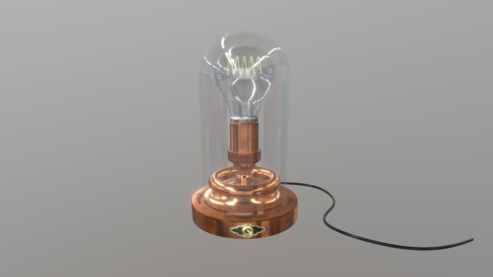 Steampunk Glass Case - Edison Lamp 3D Model