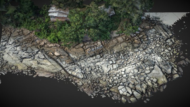 Rock, reef, beaches, seaside and small log cabin – Kostenloses 3D-Modell STL
