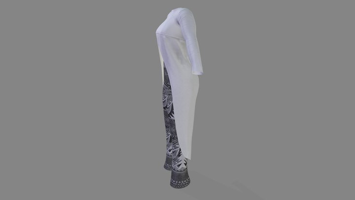 Long Tail Top Leggings Female Outfit 3D Model