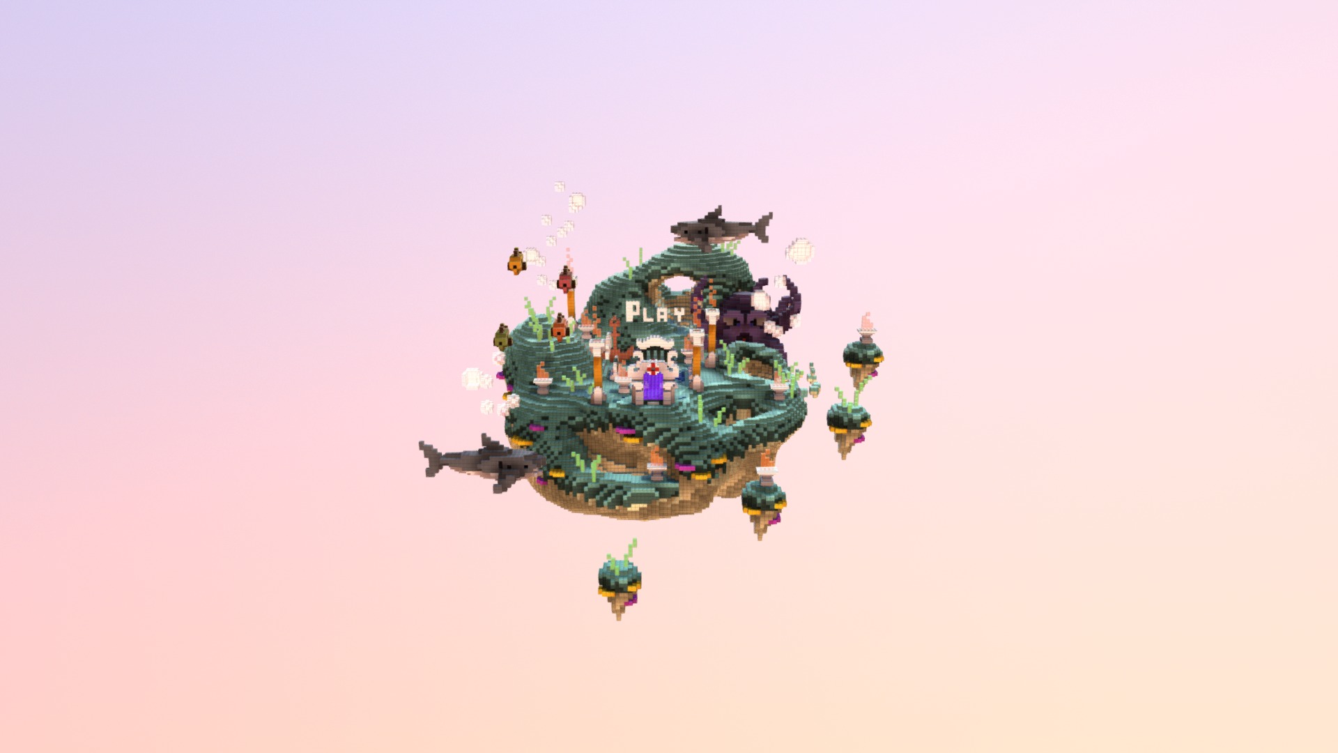 3D model Underwater World  Game Lobby - This is a 3D model of the Underwater World  Game Lobby. The 3D model is about a green and blue toy ship.