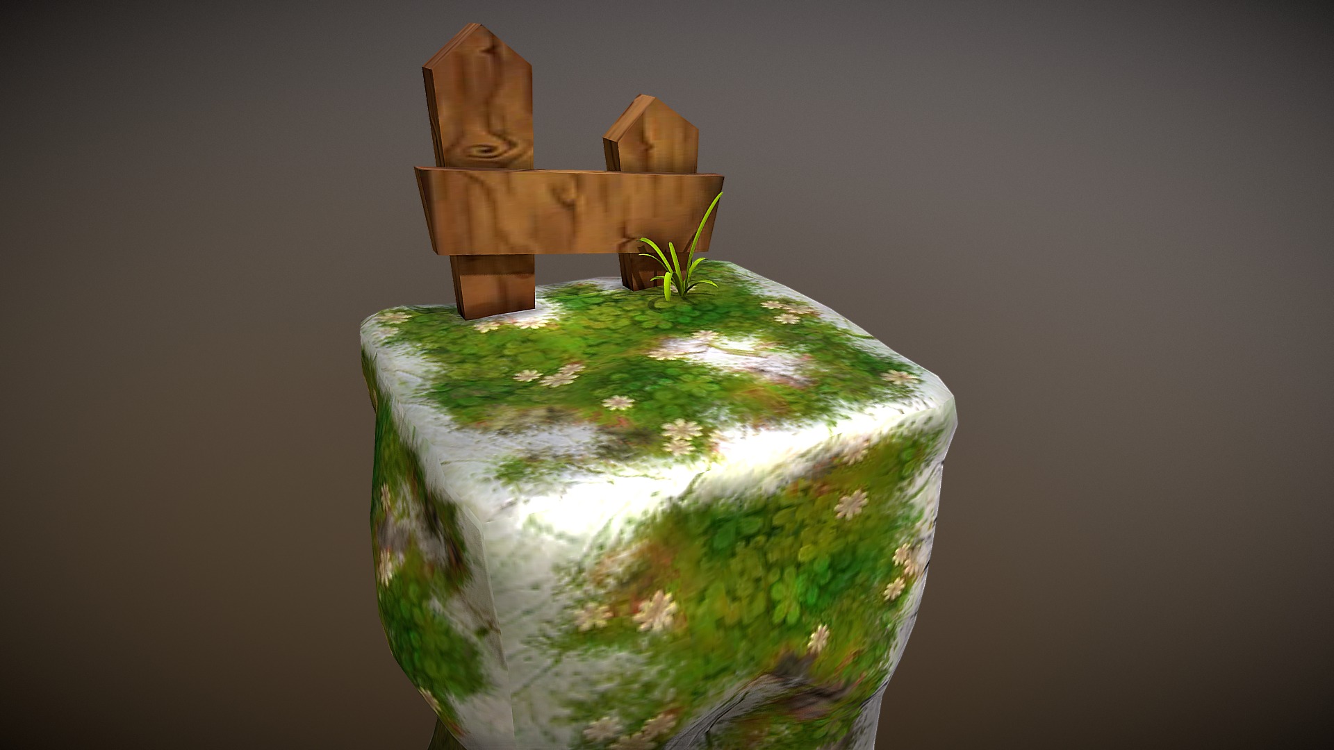 3D model Platform-jungle - This is a 3D model of the Platform-jungle. The 3D model is about a green and white object with a wooden figure on top.