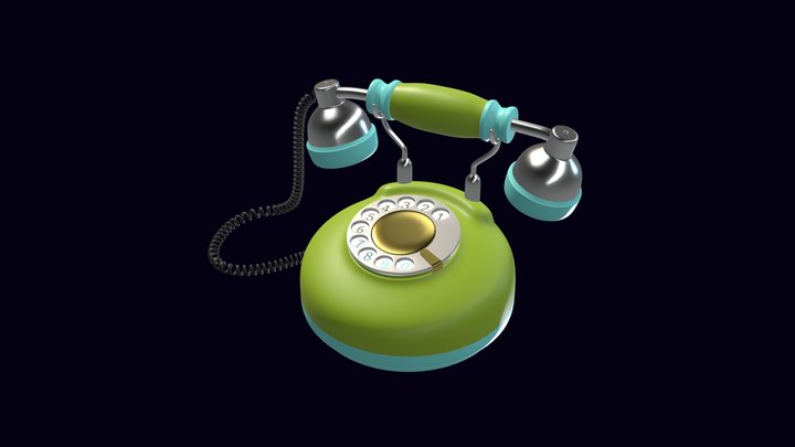 Retro phone in bright colors 3D Model