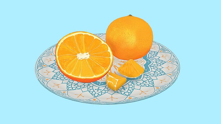 Painterly Oranges 3D Model