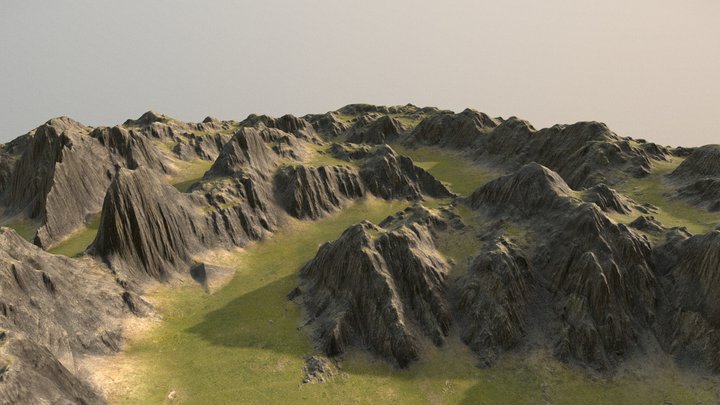 Valley Mountain Path 3D Model