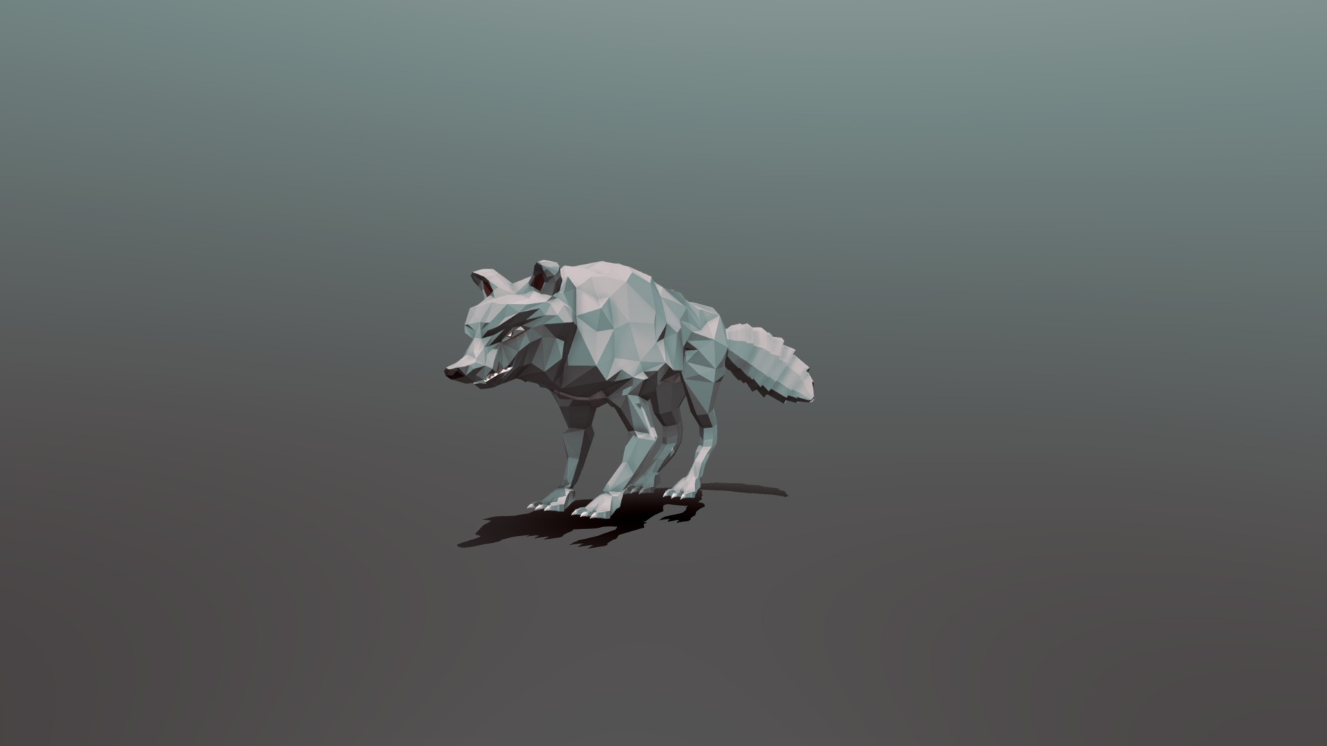3D model Low Poly Wolf - This is a 3D model of the Low Poly Wolf. The 3D model is about a small white animal.