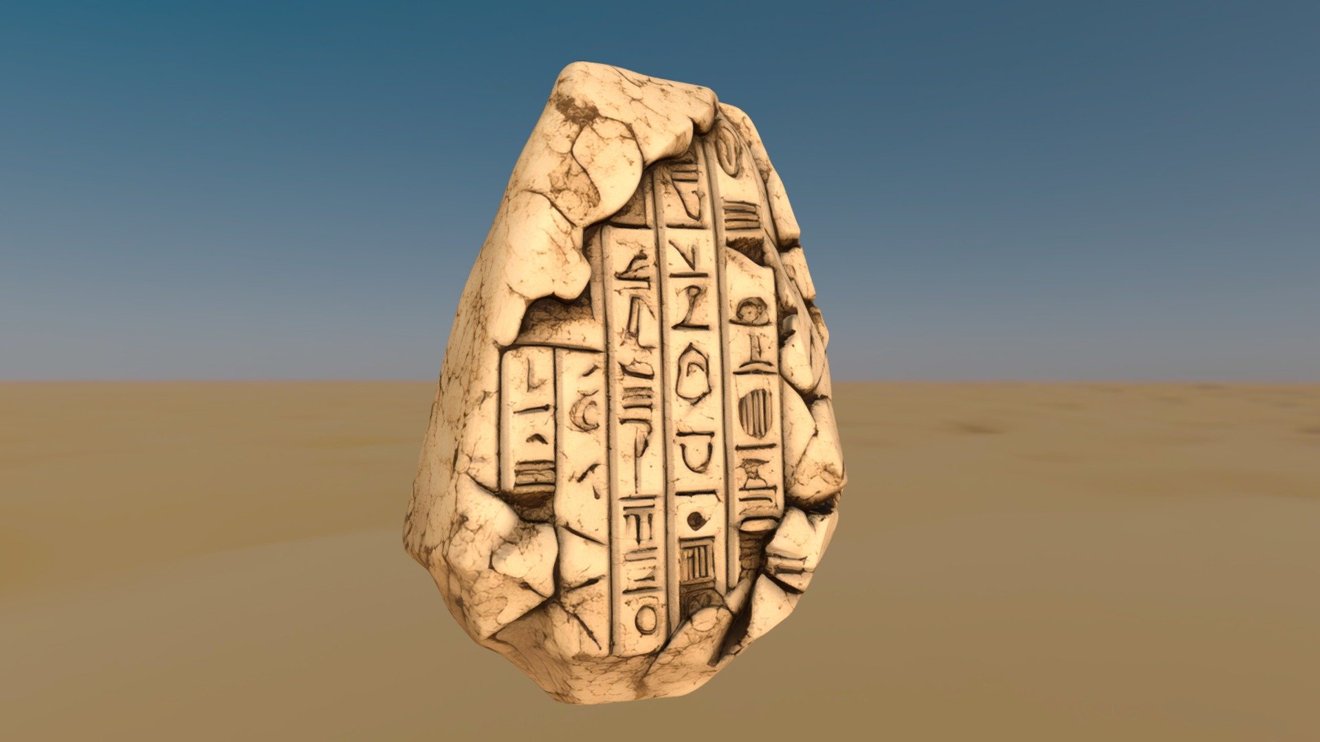 Ancient Egyptian Stylized Inscribed Stone — Sketchfab embed 3D viewer