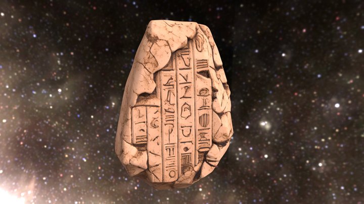 Ancient Egyptian Stylized Inscribed Stone 3D Model