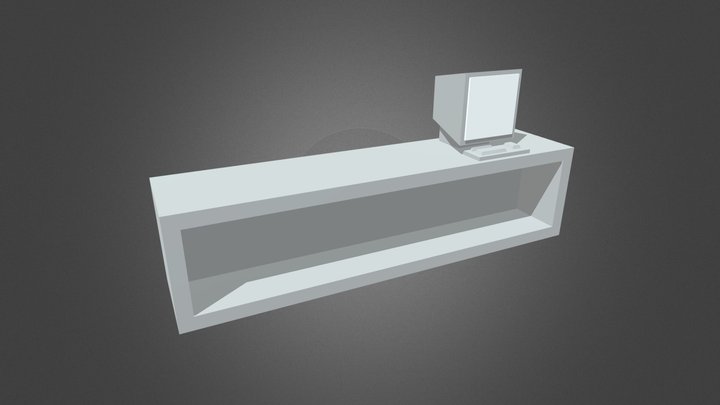 Lowpoly computer & desk reception (2022) 3D Model