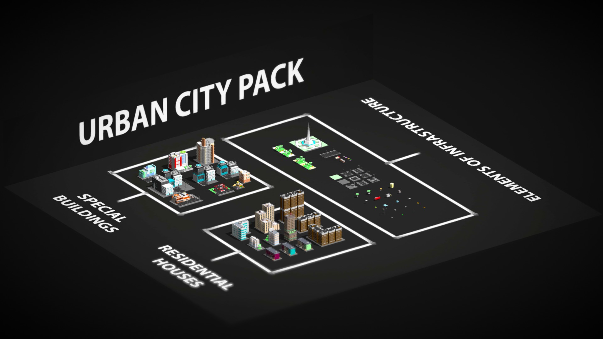 3D model URBAN City Pack - This is a 3D model of the URBAN City Pack. The 3D model is about engineering drawing.