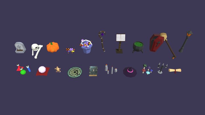 Low Poly Halloween Props - Asset Pack 3D Model