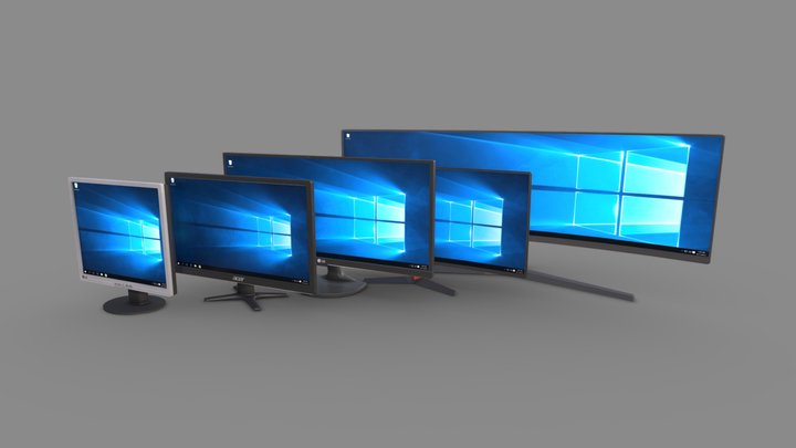 PC Monitors (pack) 3D Model