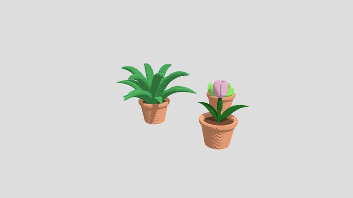 Voxelated Plants 3D Model