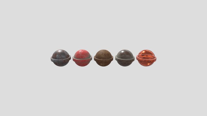 Worn-out material Spheres 3D Model