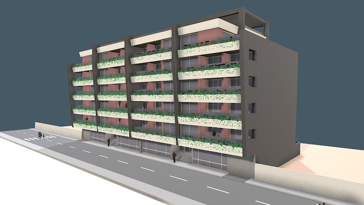 Edifício de Habitação e Comércio, Lobito-Angola 3D Model