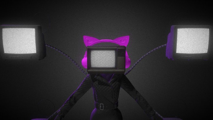 Large Tv Woman 3D Model