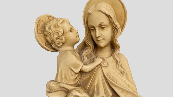 Saint statue Mary, Jesus by Gerard Linssen Venlo 3D Model