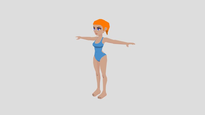 Girl in a Swimsuit 3D Model