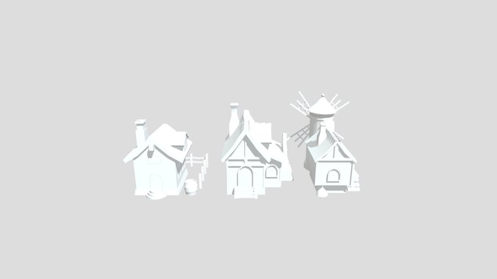 Low Poly Houses 3D Model