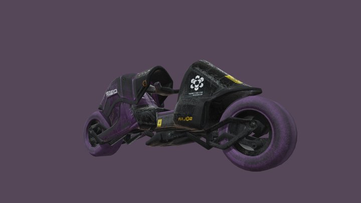 Low-Poly Sci-Fi Motorcycle - Cyberpunk Theme 3D Model