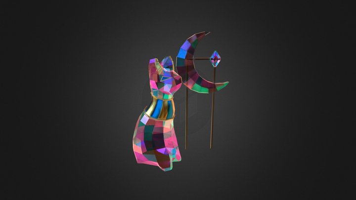 GART160 - Asset 1 - Cat And Moon Sculpture 3D Model