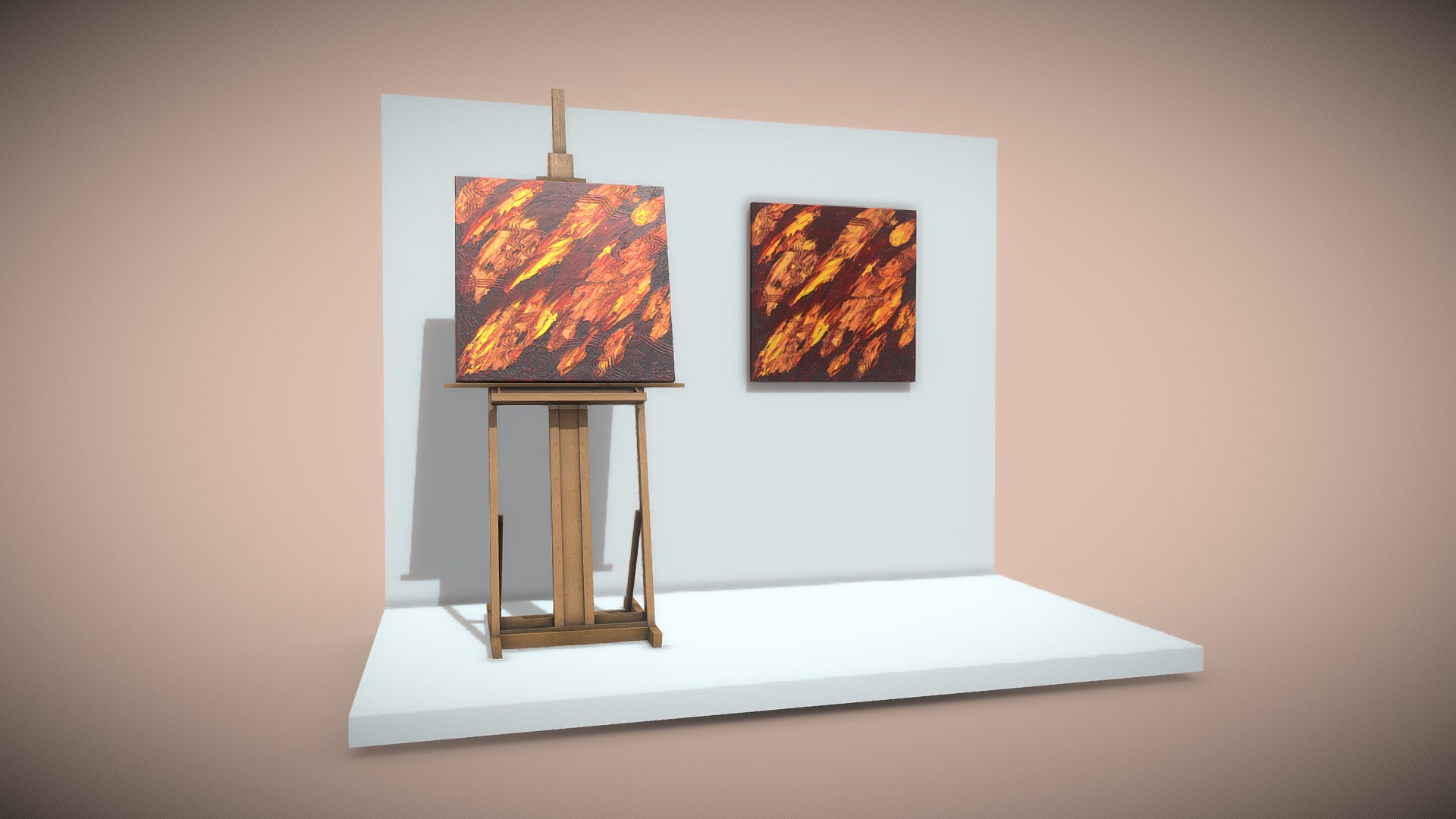3D model Red Row No.1 – Oil Painting - This is a 3D model of the Red Row No.1 - Oil Painting. The 3D model is about a painting on a wall.
