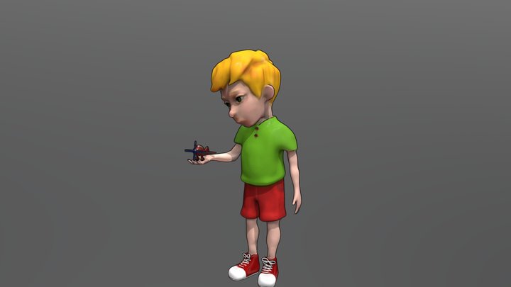 Sad little boy. 3D Model