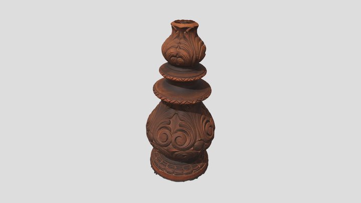Vintage Ornamental Wood Light Fixture Base 3D Model