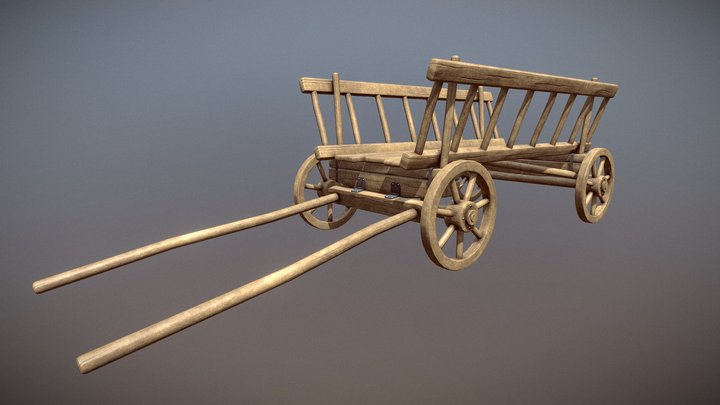 Old dray cart 3D Model