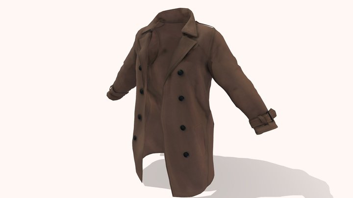Male Trench Coat 3D Model