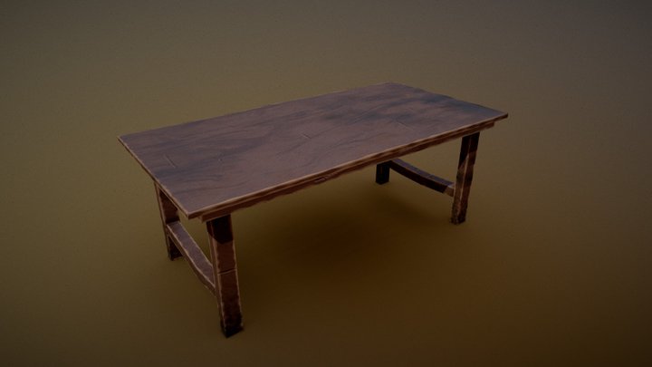 Vintage Wooden Table 3D Model