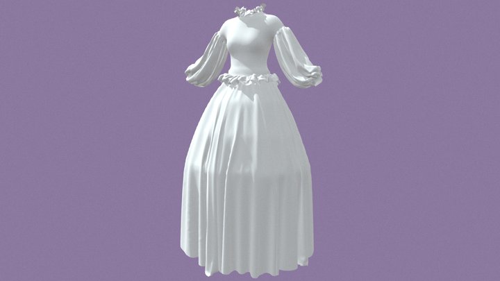 Victorian Ladies Hoop Skirt Dress 3D Model