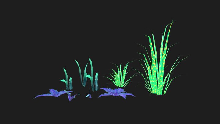 Stylized Low Poly Exotic Grass Pack 3D Model