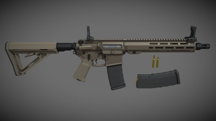 low-poly Sako M23 5.56mm 3D Model