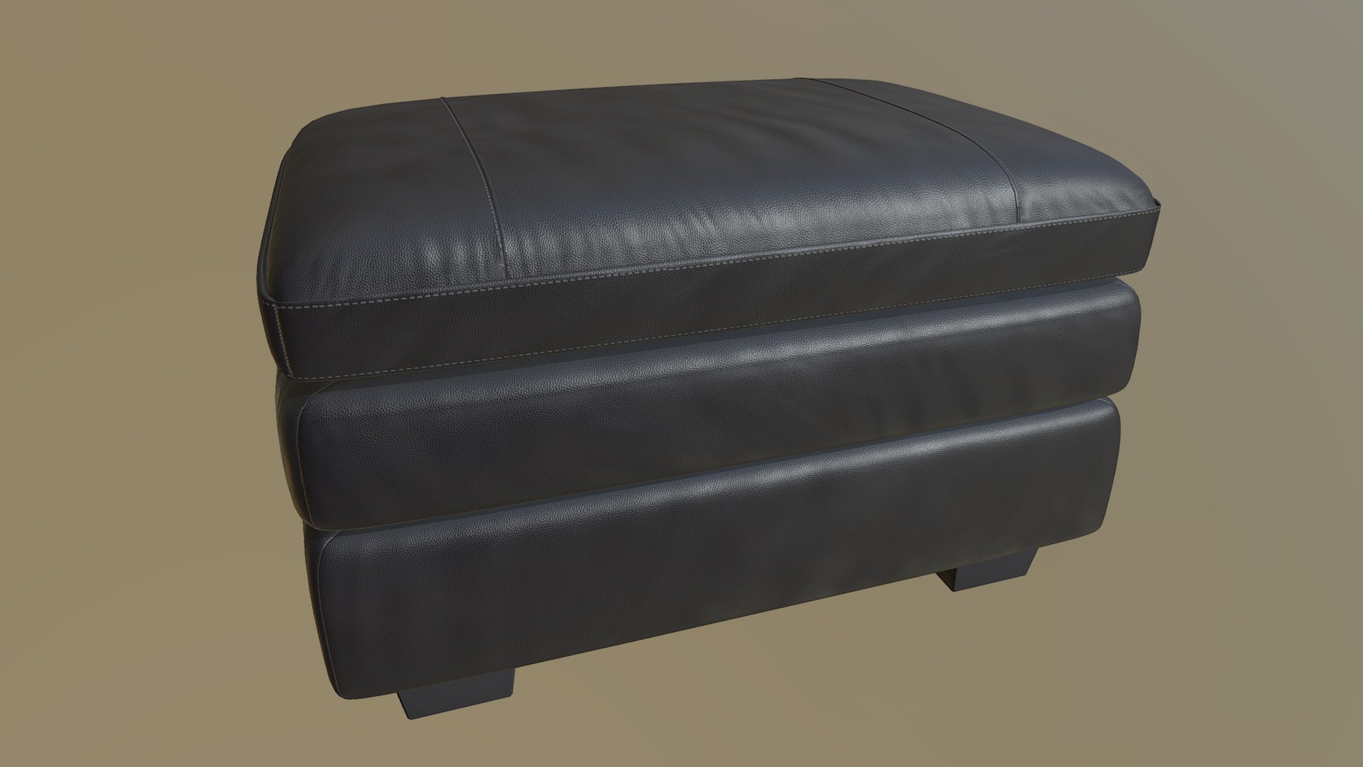 3D model Gleason Leather Footstool - This is a 3D model of the Gleason Leather Footstool. The 3D model is about a black rectangle with a white background.