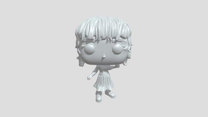 Stylized blue-haired girl figurine