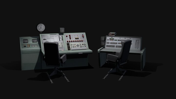 Control Room Desks 3D Model