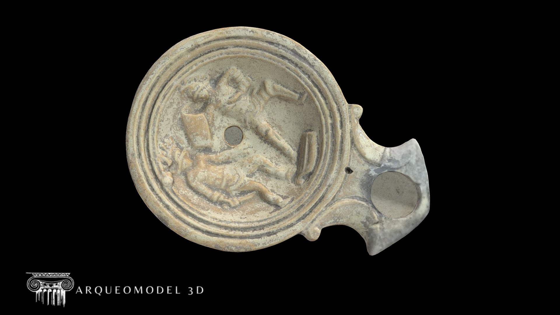 ROMAN OIL LAMP TWO GLADIATORS - TARRACO