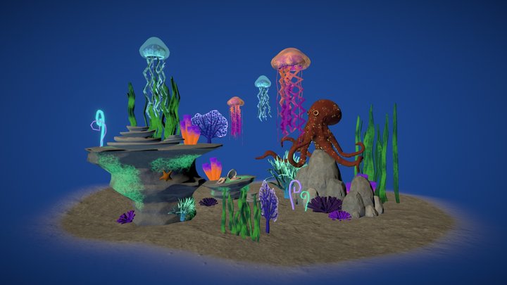 Glowy Underwater Environment 3D Model