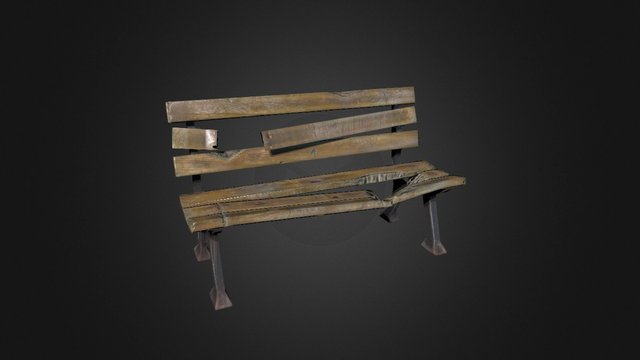 Broken Street Bench 3D Model
