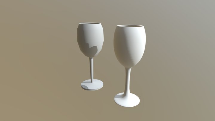 Wine Glass Low Poly And High Poly 3D Model